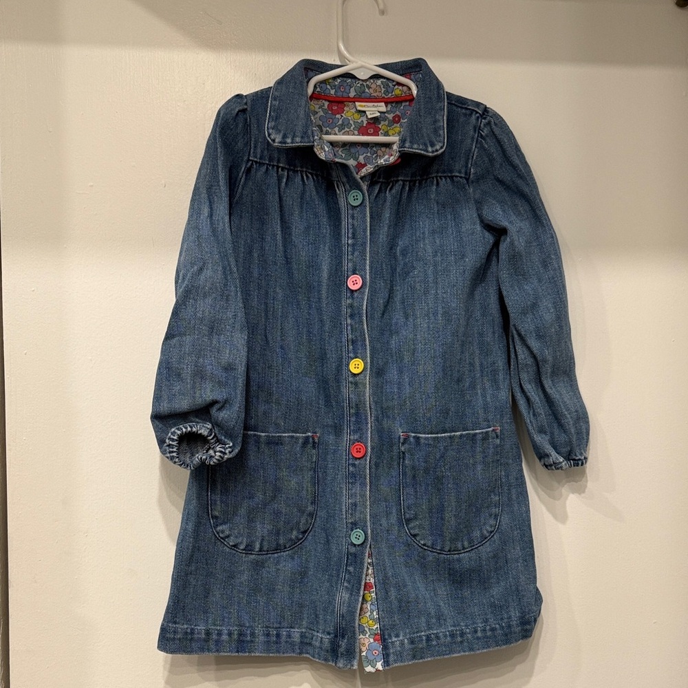 Mini Boden Blue Denim Dress with Multicolor Buttons